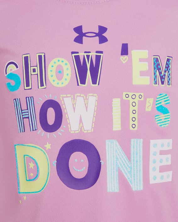 Girls' Pre-School UA Show Em How It's Done Short Sleeve, Purple, pdpMainDesktop image number 1